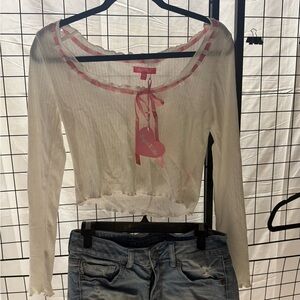 Sugar Thrillz White and Pink Crop Top